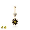 316L SURGICAL STEEL SUNFLOWER DANGLE BELLY BUTTON NAVEL RING  316L SURGICAL STEEL SUNFLOWER DANGLE BELLY BUTTON NAVEL RING